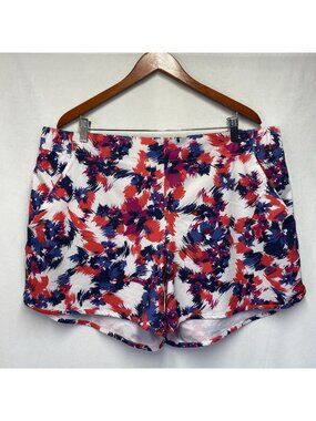 Columbia Summerdry Cargo Athletic Shorts Women XXL Abstract Floral Multicolor